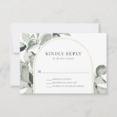 Modern Eucalyptus Gold Arch Wedding RSVP Kaartje (Voorkant)