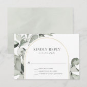 Modern Eucalyptus Gold Arch Wedding RSVP Kaartje (Voorkant / Achterkant)