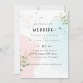 Modern Eucalyptus Greenery Blue Pink Wedding (Voorkant)