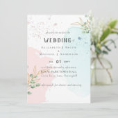 Modern Eucalyptus Greenery Blue Pink Wedding (Staand voorkant)