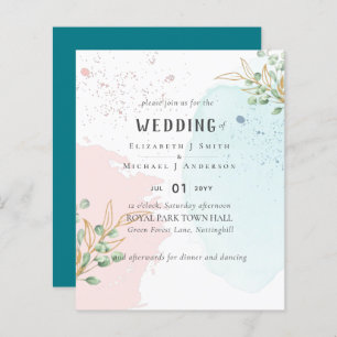 Modern Eucalyptus Greenery Blue Pink Wedding