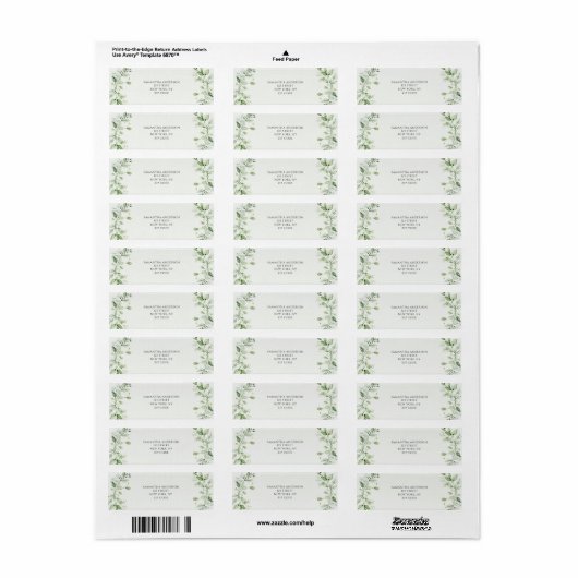 Modern Eucalyptus Greenery Etiket (Full Sheet)