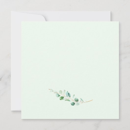 Modern Eucalyptus Greenery Foliage Wedding Square Kaart (Achterkant)