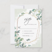 Modern Eucalyptus Greenery Gold Geometric Wedding RSVP Kaartje (Voorkant)
