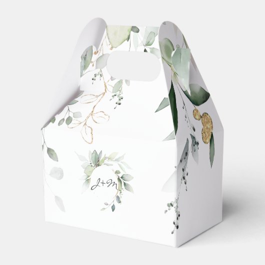 Modern Eucalyptus Greenery Gold Mr. en mevrouw Fav Bedankdoosjes (Achterkant)