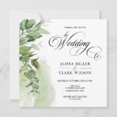Modern Eucalyptus Greenery Gold Wedding Invitation (Voorkant)