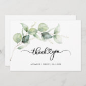 Modern Eucalyptus Greenery Hand-Lettered Wedding Bedankkaart (Voorkant / Achterkant)