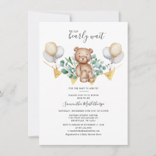 Modern Eucalyptus Greenery laat Beer Baby shower Kaart