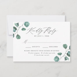 Modern Eucalyptus Greenery Meal Choice RSVP Kaartje
