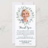 Modern Eucalyptus Greenery Memorial Foto Funeral Bedankkaart (Voorkant)
