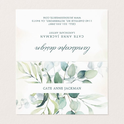 Modern Eucalyptus Greenery QR Code Elegant Visitekaartje (Buitenkant ongevouwen)