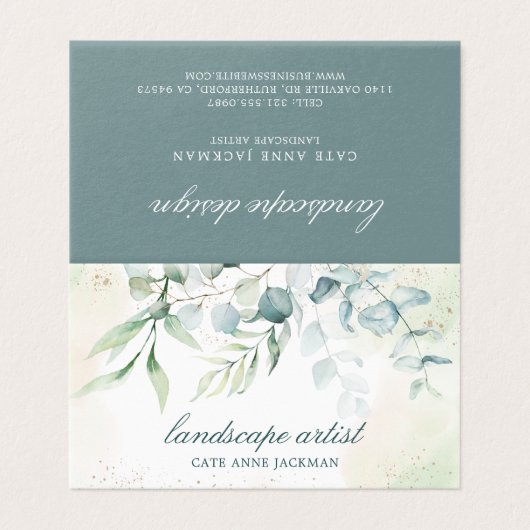 Modern Eucalyptus Greenery QR Code Elegant Visitekaartje (Buitenkant ongevouwen)