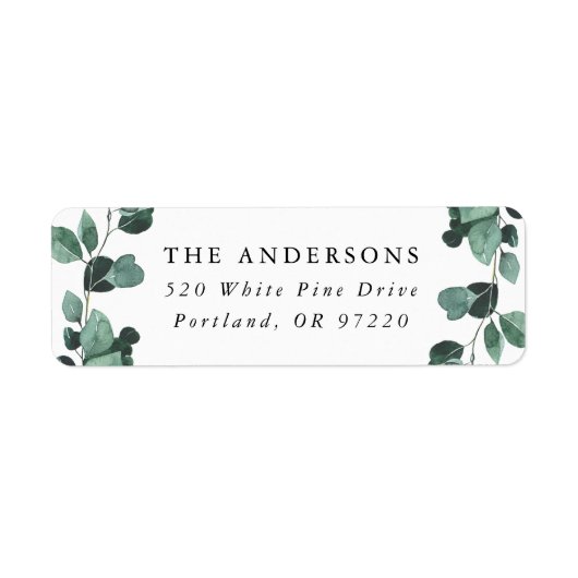 Modern Eucalyptus Greenery Return Address Etiket (Voorkant)