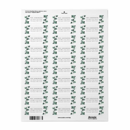 Modern Eucalyptus Greenery Return Address Etiket (Full Sheet)