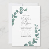 Modern Eucalyptus Greenery Script Wedding Kaart (Voorkant)