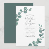Modern Eucalyptus Greenery Script Wedding Kaart (Voorkant / Achterkant)