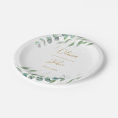 Modern Eucalyptus Greenery Waterverf Gold Name Papieren Bordje (Gekanteld)