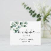 Modern Eucalyptus Greenery Wedding Aankondigingskaart (Staand voorkant)