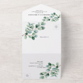 Modern Eucalyptus Greenery Wedding All In One Uitnodiging (Buitenkant)