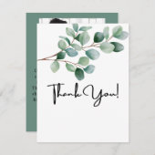 Modern Eucalyptus Greenery Wedding Bedankkaart (Voorkant / Achterkant)
