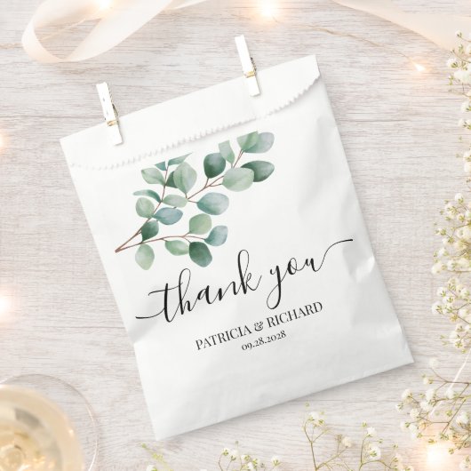 Modern Eucalyptus Greenery Wedding Bedankzakje (Geknipt)