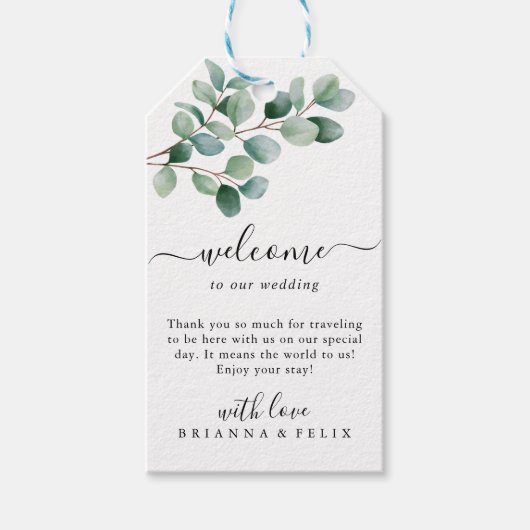 Modern Eucalyptus Greenery Wedding Cadeaulabel (Voorkant)