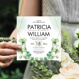Modern Eucalyptus Greenery Wedding Celebration Kaart