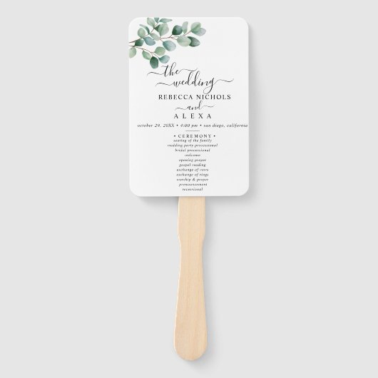 Modern Eucalyptus Greenery Wedding Handwaaier (Voorkant)