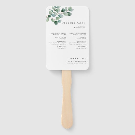 Modern Eucalyptus Greenery Wedding Handwaaier (Achterkant)