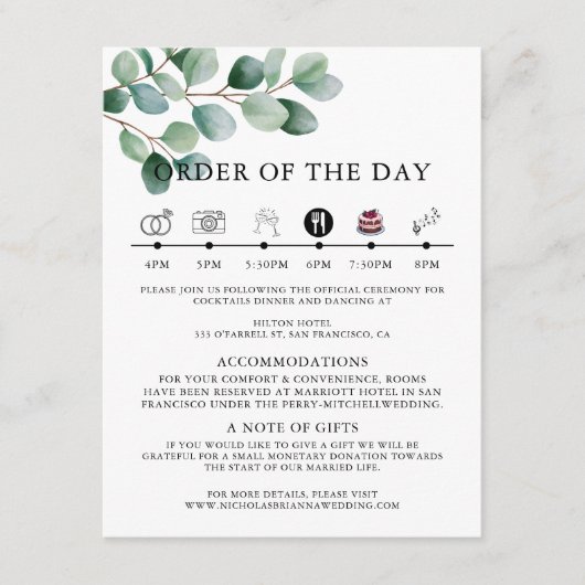 Modern Eucalyptus Greenery Wedding Informatiekaartje (Voorkant)