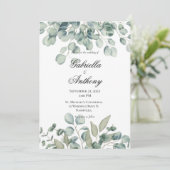 Modern Eucalyptus Greenery Wedding Invitations Kaart (Staand voorkant)