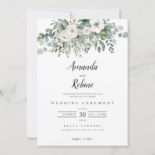 Modern Eucalyptus Greenery Wedding Kaart (Voorkant)