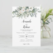 Modern Eucalyptus Greenery Wedding Kaart (Staand voorkant)