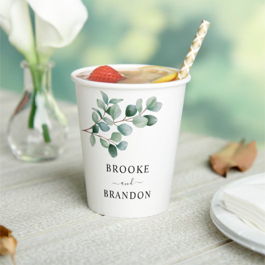 Modern Eucalyptus Greenery Wedding Papieren Bekers (Insitu)