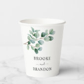 Modern Eucalyptus Greenery Wedding Papieren Bekers (Achterkant)