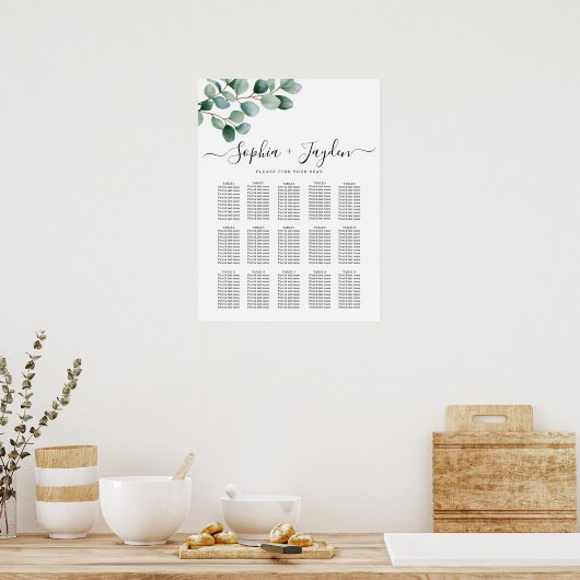 Modern Eucalyptus Greenery Wedding Poster (Keuken)