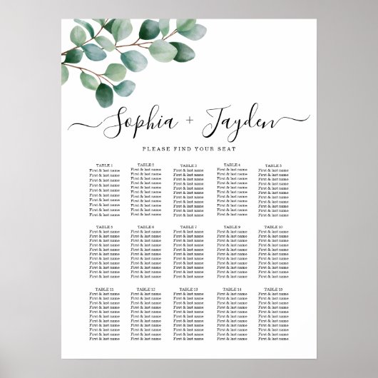 Modern Eucalyptus Greenery Wedding Poster (Voorkant)