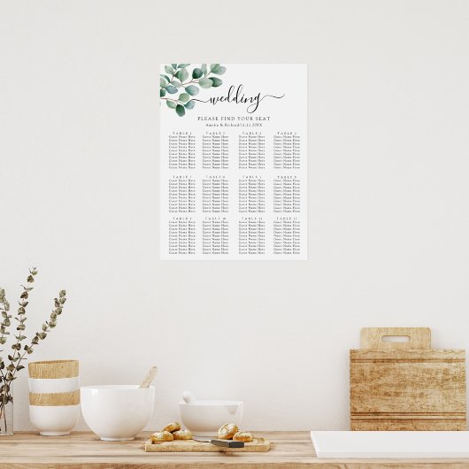 Modern Eucalyptus Greenery Wedding Poster (Keuken)