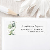 Modern Eucalyptus Greenery Wedding Return Address Etiket (Insitu)