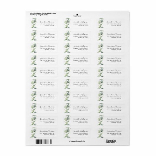Modern Eucalyptus Greenery Wedding Return Address Etiket (Full Sheet)
