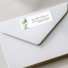 Modern Eucalyptus Greenery Wedding Return Address Etiket