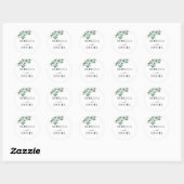 Modern Eucalyptus Greenery Wedding Ronde Sticker (Vel)