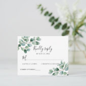 Modern Eucalyptus Greenery Wedding RSVP Kaartje (Staand voorkant)