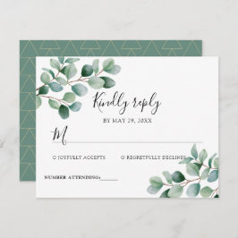 Modern Eucalyptus Greenery Wedding RSVP Kaartje