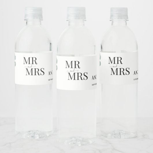 Modern Eucalyptus Greenery Wedding Waterfles Etiket (Flessen)