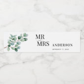 Modern Eucalyptus Greenery Wedding Waterfles Etiket (Enkel label)