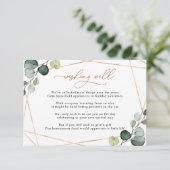 Modern Eucalyptus Greenery Wishing Well Wedding Informatiekaartje (Staand voorkant)