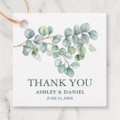 Modern eucalyptus groen dank u bruiloft touw bedankjes labels (Voorkant)