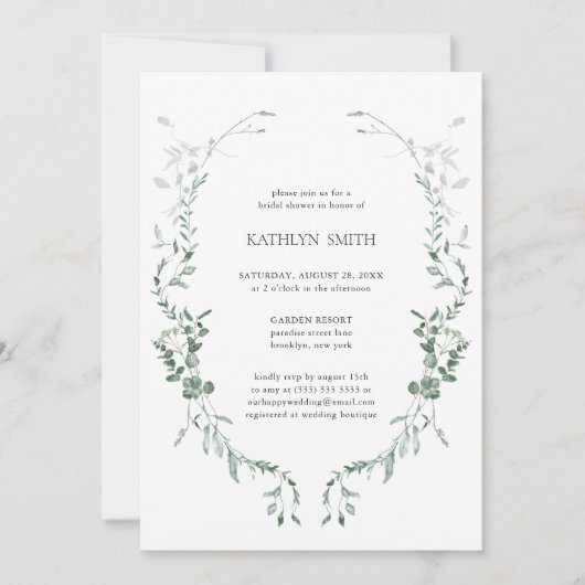 Modern Eucalyptus groen Elegant Vrijgezellenfeest Kaart (Voorkant)