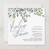 Modern Eucalyptus groen script Baby shower Kaart (Voorkant)
